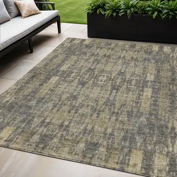 5' X 8' Gray Taupe And Beige Moroccan Washable Indoor Outdoor Area Rug