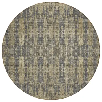 8' Gray Taupe And Beige Round Moroccan Washable Indoor Outdoor Area Rug