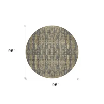 8' Gray Taupe And Beige Round Moroccan Washable Indoor Outdoor Area Rug