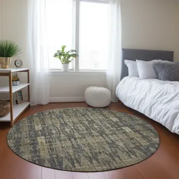 8' Gray Taupe And Beige Round Moroccan Washable Indoor Outdoor Area Rug