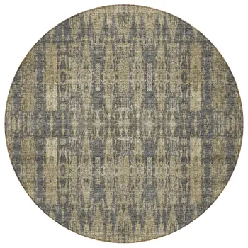 8' Gray Taupe And Beige Round Moroccan Washable Indoor Outdoor Area Rug