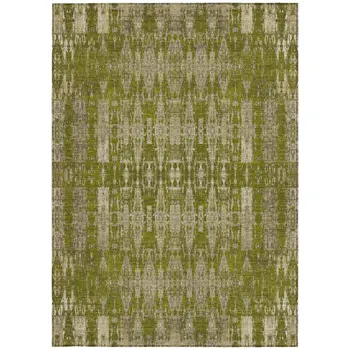 10' X 14' Olive Green Taupe And Beige Moroccan Washable Indoor Outdoor Area Rug