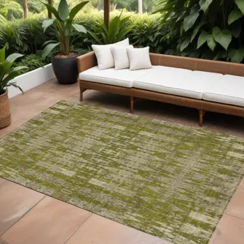 10' X 14' Olive Green Taupe And Beige Moroccan Washable Indoor Outdoor Area Rug