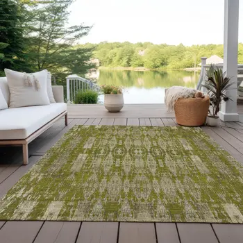 10' X 14' Olive Green Taupe And Beige Moroccan Washable Indoor Outdoor Area Rug