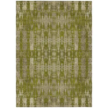10' X 14' Olive Green Taupe And Beige Moroccan Washable Indoor Outdoor Area Rug