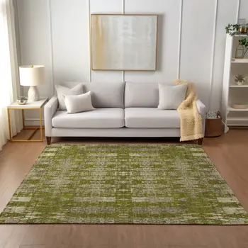 10' X 14' Olive Green Taupe And Beige Moroccan Washable Indoor Outdoor Area Rug