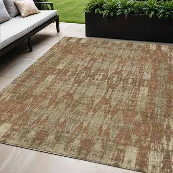 5' X 8' Orange Taupe And Beige Moroccan Washable Indoor Outdoor Area Rug