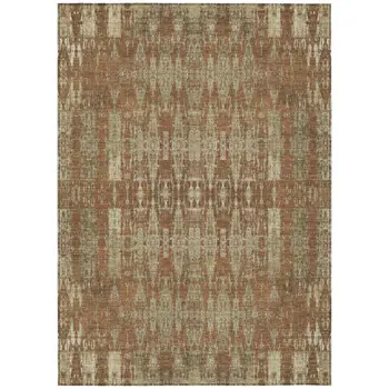 5' X 8' Orange Taupe And Beige Moroccan Washable Indoor Outdoor Area Rug