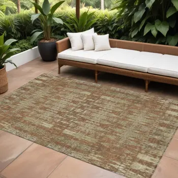 8' X 10' Orange Taupe And Beige Moroccan Washable Indoor Outdoor Area Rug