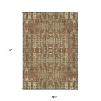 10' X 14' Orange Taupe And Beige Moroccan Washable Indoor Outdoor Area Rug