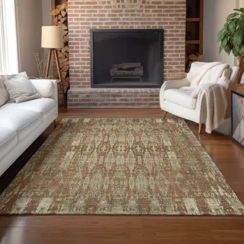 10' X 14' Orange Taupe And Beige Moroccan Washable Indoor Outdoor Area Rug