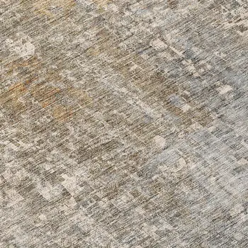 8' Beige Gray And Taupe Round Abstract Washable Indoor Outdoor Area Rug