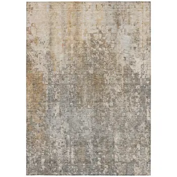 8' X 10' Beige Gray And Taupe Abstract Washable Indoor Outdoor Area Rug