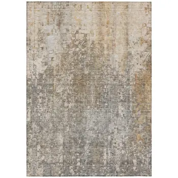 8' X 10' Beige Gray And Taupe Abstract Washable Indoor Outdoor Area Rug