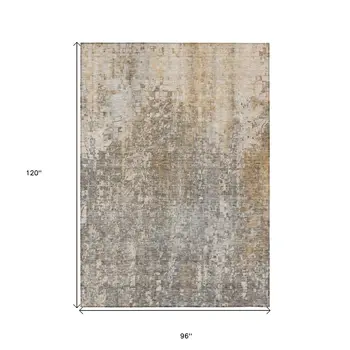8' X 10' Beige Gray And Taupe Abstract Washable Indoor Outdoor Area Rug
