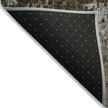 5' X 8' Brown And Copper Abstract Washable Indoor Outdoor Area Rug