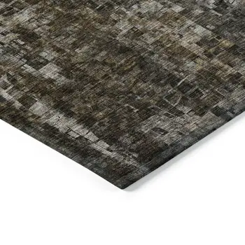 10' X 14' Brown And Copper Abstract Washable Indoor Outdoor Area Rug