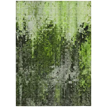 3' X 5' Green And Lime Green Abstract Washable Indoor Outdoor Area Rug