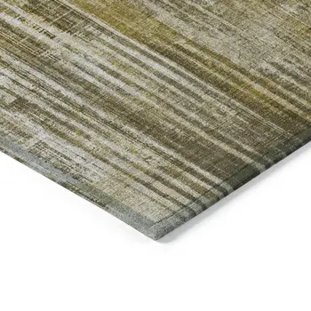 8' Brown Ivory And Taupe Round Striped Washable Indoor Outdoor Area Rug