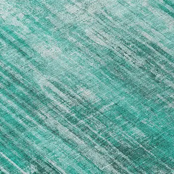 8' Teal Blue Aqua And Gray Round Striped Washable Indoor Outdoor Area Rug