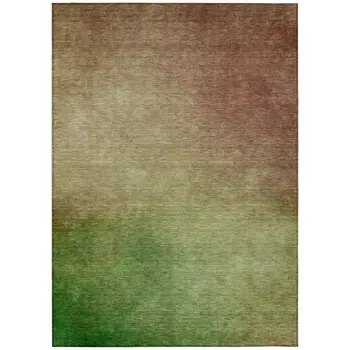 5' X 8' Blush Taupe And Green Ombre Washable Indoor Outdoor Area Rug
