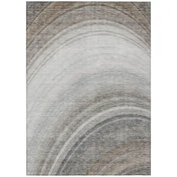 5' X 8' Gray Silver And Beige Abstract Washable Indoor Outdoor Area Rug