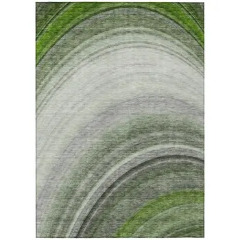 5' X 8' Green And Artichoke Green Abstract Washable Indoor Outdoor Area Rug