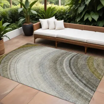 10' X 14' Taupe Gray And Ivory Abstract Washable Indoor Outdoor Area Rug