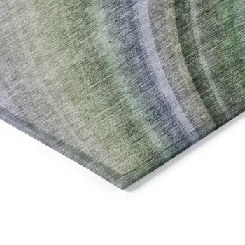 9' X 12' Teal Blue Artichoke Green And Green Abstract Washable Indoor Outdoor Area Rug