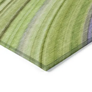 5' X 8' Artichoke Green And Olive Green Abstract Washable Indoor Outdoor Area Rug