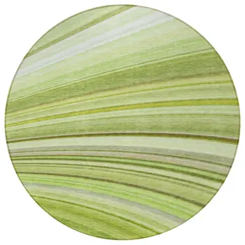 8' Artichoke Green And Olive Green Round Abstract Washable Indoor Outdoor Area Rug
