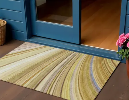 3' X 5' Beige Taupe And Ivory Abstract Washable Indoor Outdoor Area Rug