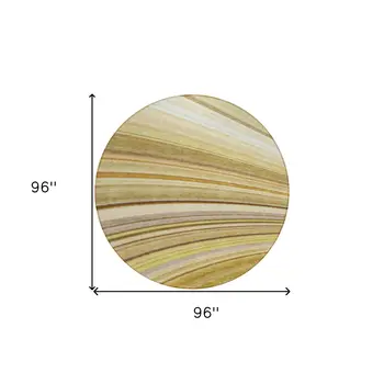 8' Beige Taupe And Ivory Round Abstract Washable Indoor Outdoor Area Rug