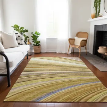 10' X 14' Beige Taupe And Ivory Abstract Washable Indoor Outdoor Area Rug