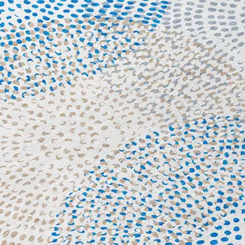 5' X 8' Ivory Blue And Taupe Polka Dot Washable Indoor Outdoor Area Rug