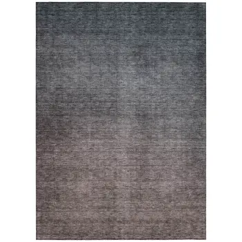 9' X 12' Gray Charcoal And Brown Ombre Washable Indoor Outdoor Area Rug