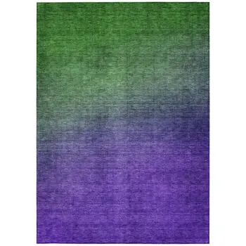 10' X 14' Green Purple And Charcoal Ombre Washable Indoor Outdoor Area Rug