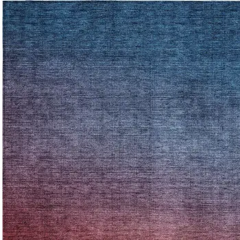 5' X 8' Navy Blue Red And Eggplant Ombre Washable Indoor Outdoor Area Rug