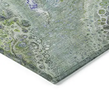 8' X 10' Green And Lime Green Abstract Washable Indoor Outdoor Area Rug
