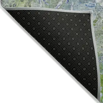 10' X 14' Green And Lime Green Abstract Washable Indoor Outdoor Area Rug