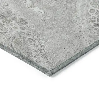 5' X 8' Silver Gray And Taupe Abstract Washable Indoor Outdoor Area Rug