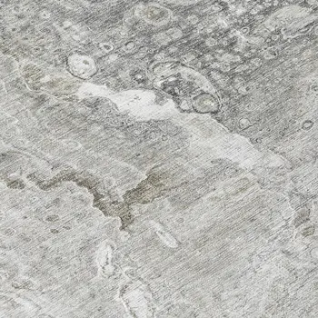 8' Silver Gray And Taupe Round Abstract Washable Indoor Outdoor Area Rug