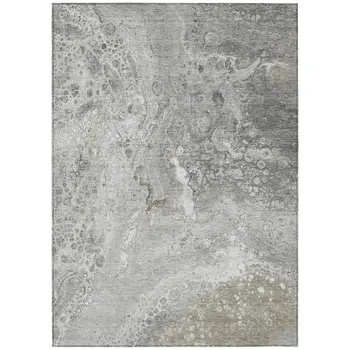 9' X 12' Silver Gray And Taupe Abstract Washable Indoor Outdoor Area Rug