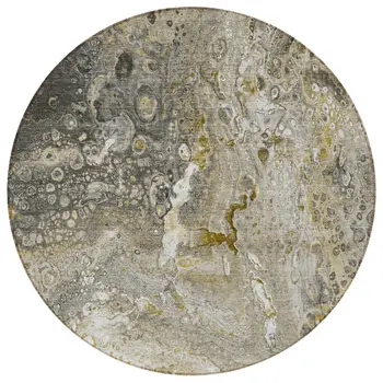 8' Taupe Brown And Beige Round Abstract Washable Indoor Outdoor Area Rug