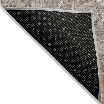 5' X 8' Terra Cotta Copper And Gray Abstract Washable Indoor Outdoor Area Rug
