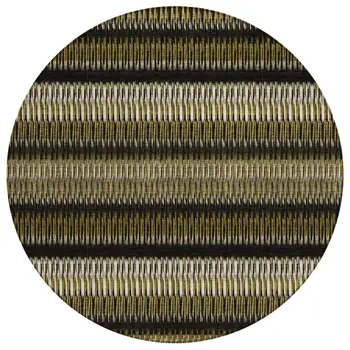 8' Brown Ivory And Black Round Striped Washable Indoor Outdoor Area Rug