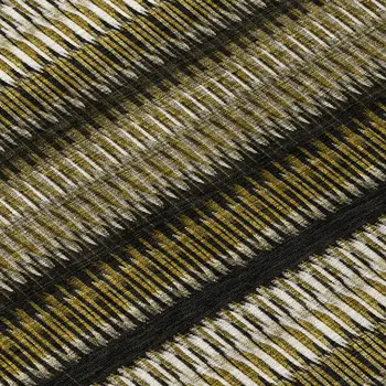 8' Brown Ivory And Black Round Striped Washable Indoor Outdoor Area Rug