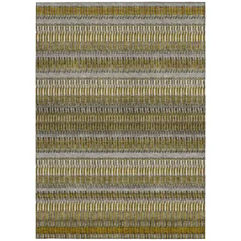 10' X 14' Coffee And Taupe Striped Washable Indoor Outdoor Area Rug