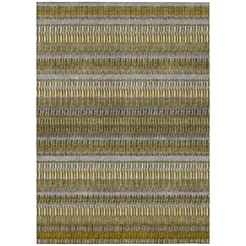 10' X 14' Coffee And Taupe Striped Washable Indoor Outdoor Area Rug
