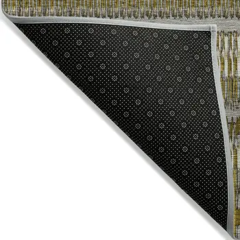 10' X 14' Coffee And Taupe Striped Washable Indoor Outdoor Area Rug